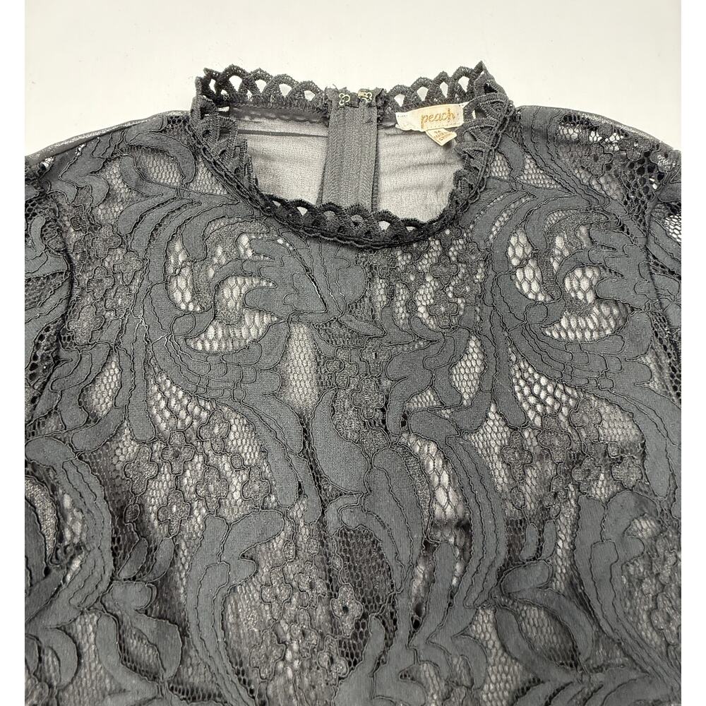 Peach Women’s black semi sheer lace bell sleeves blouse top - size medium - Picture 2 of 10